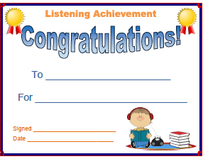 Listening achievement certificate