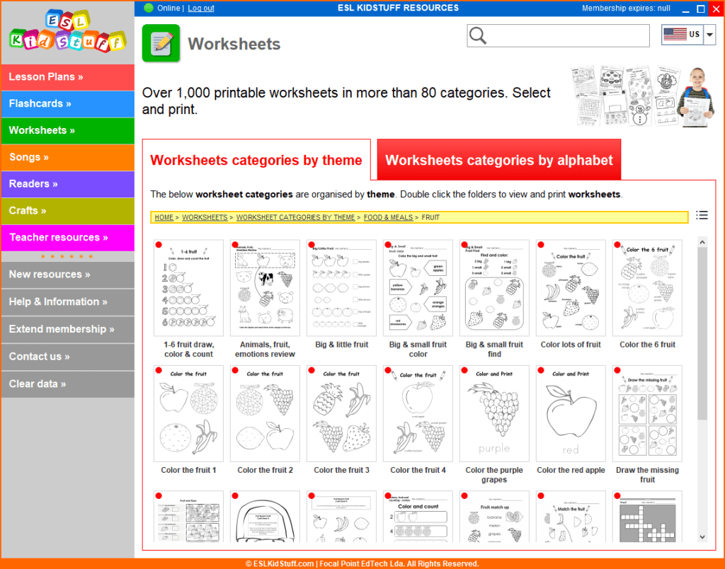 Worksheets pages