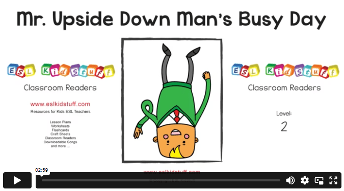 Mr. Upside Down Man's busy day reader video