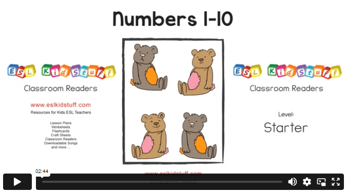 Numbers 1-10 reader video