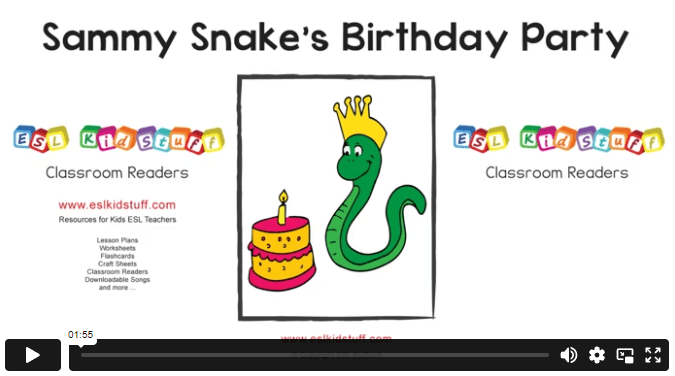 Sammy Snake's birthday party reader video