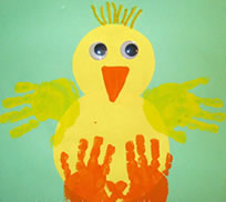 Chick hand print Easter craft