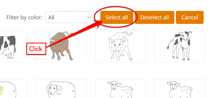 Click the orange "Select all" button