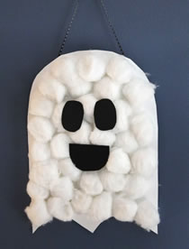 Cotton ball ghosts Halloween craft