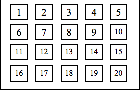 Numbers 1-20 board layout