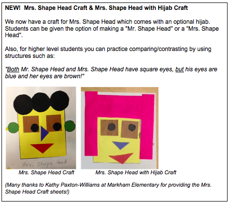 Mrs. Shape Head craft sheet